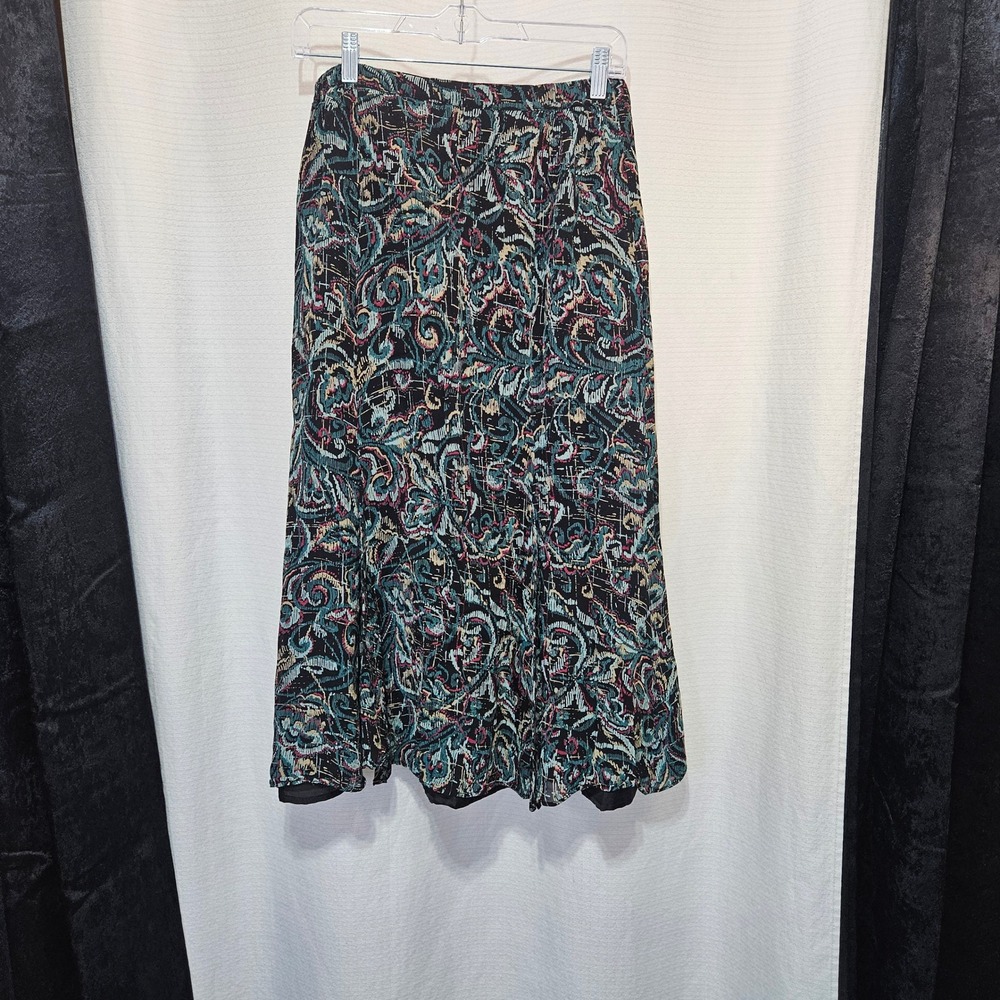 Vtg JM Collection Petite Abstract Print midi skirt Size 10P whimsigoth corpcore - Picture 2 of 8